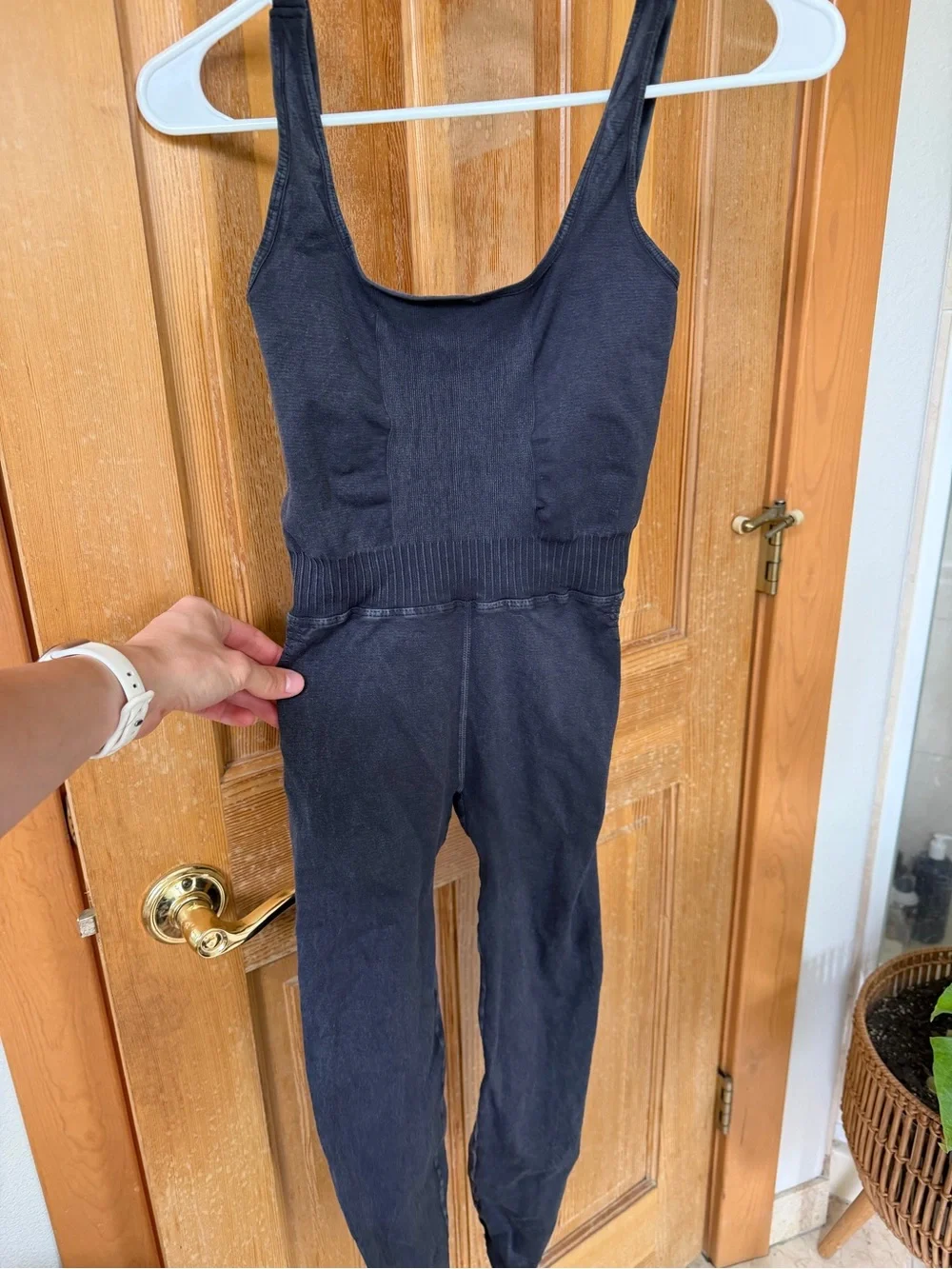 Sleek Black Scoop-Neck Jumpsuit Good Karma Onesie Free People